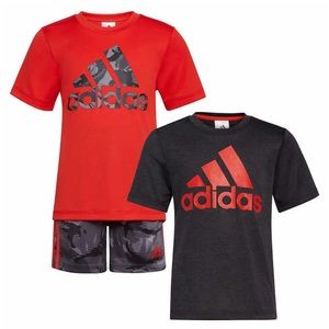 Adidas Kids 3 piece Active Wear Set, Red (3T, 4T, 5, 6, 7)